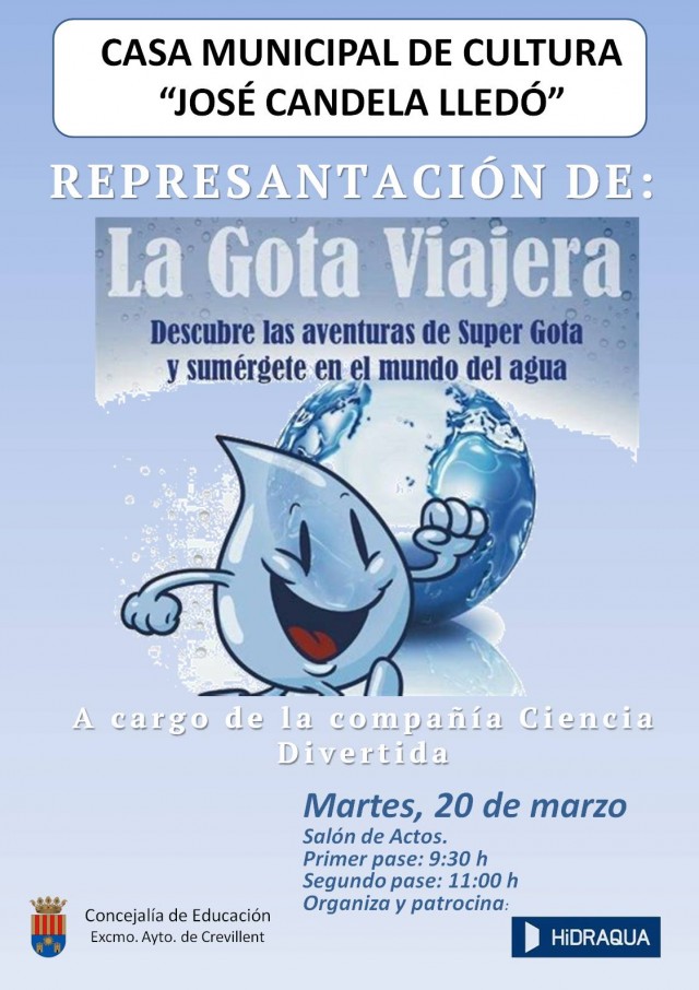 REPRESENTACIÓN DE: “LA GOTA VIAJERA”, A CARGO DE LA COMPAÑÍA CIENCIA DIVERTIDA