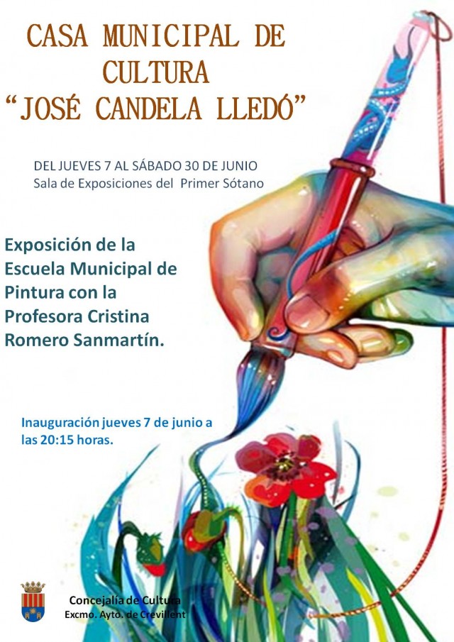 EXPOSICIÓN DE LA ESCUELA MUNICIPAL DE PINTURA CON LA PROFESORA CRISTINA ROMERO SANMARTÍN.