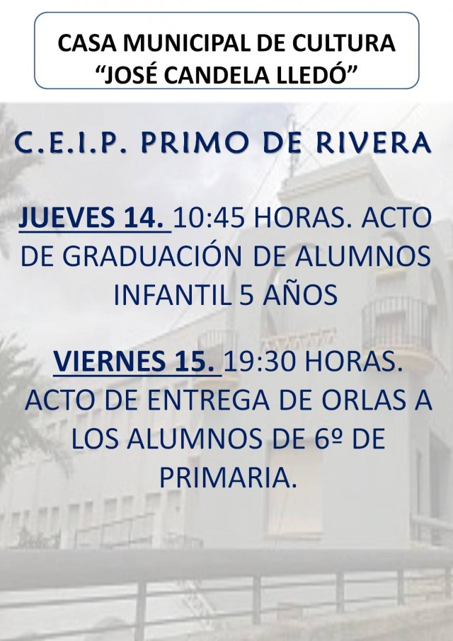 ACTO DE GRADUACIÓN DE ALUMNOS DE INFANTIL 5 AÑOS DEL COLEGIO PRIMO DE RIVERA.
