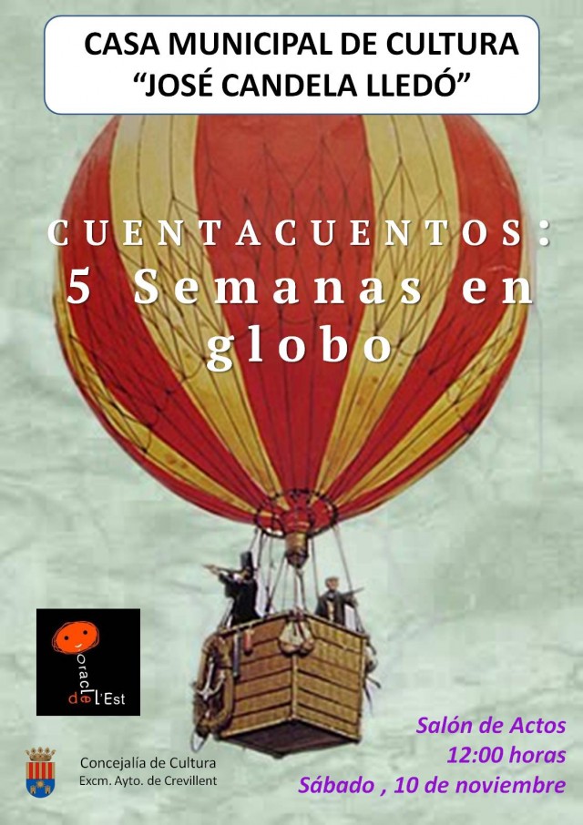 SÁBADO DE CUENTO PRESENTA “5 SEMANAS EN GLOBO”, A CARGO DE ORACLE DE L’EST TEATRE.