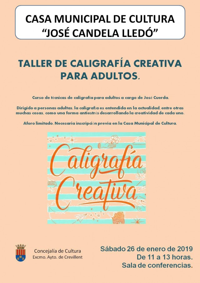 TALLER DE CALIGRAFÍA CREATIVA PARA ADULTOS. Curso de técnicas de caligrafía para adultos a cargo de José Cuerda