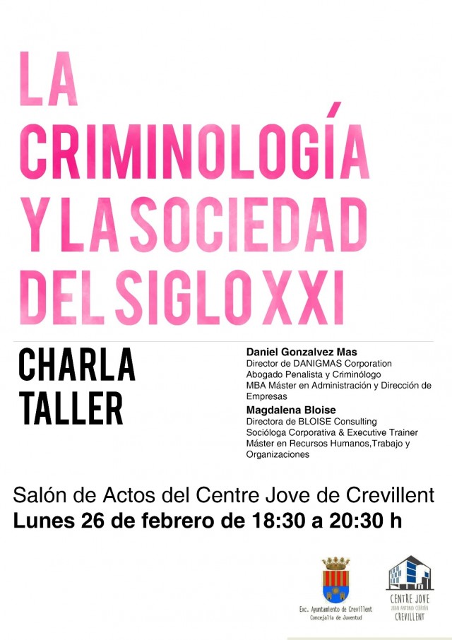 La Concejalía de Juventud organiza una charla-taller sobre criminología y sociedad en el S.XXI