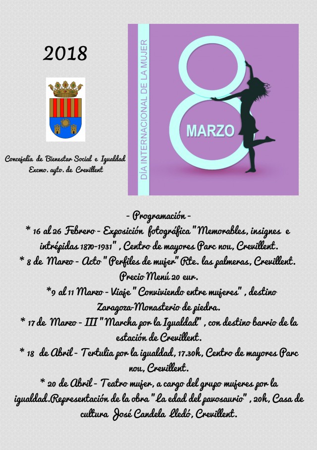 La Concejalía de Igualdad rinde homenaje a cinco mujeres crevillentinas en la conmemoración del Día Internacional de la Mujer