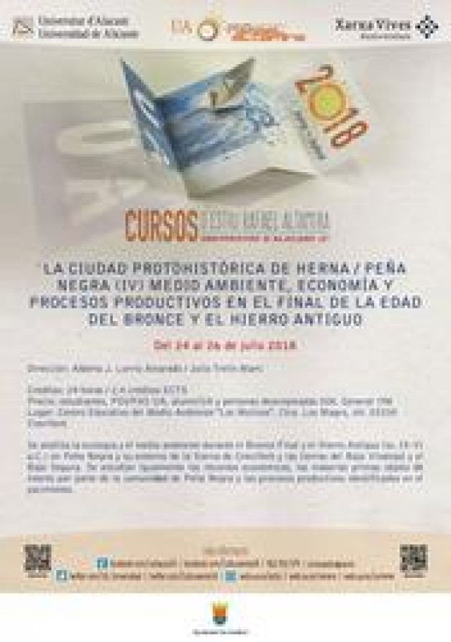 Crevillent acoge del 24 al 26 de julio un curso de verano de la Universidad de Alicante sobre medio ambiente, economía y procesos productivos de Peña Negra/Herna