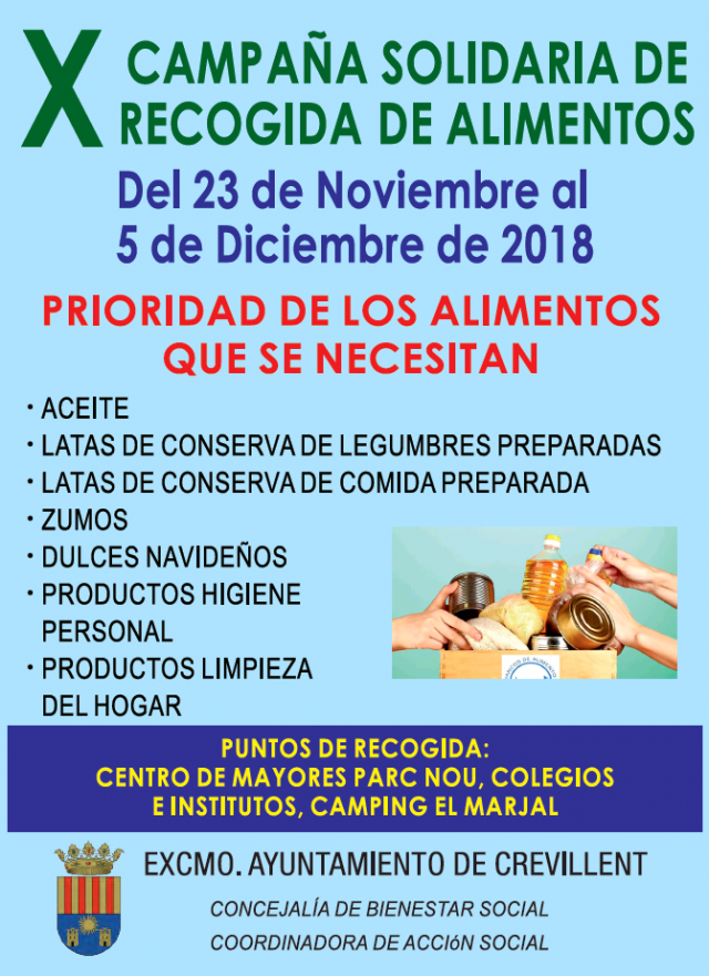 La Coordinadora de Acción Social pone en marcha la décima campaña solidaria de recogida de alimentos