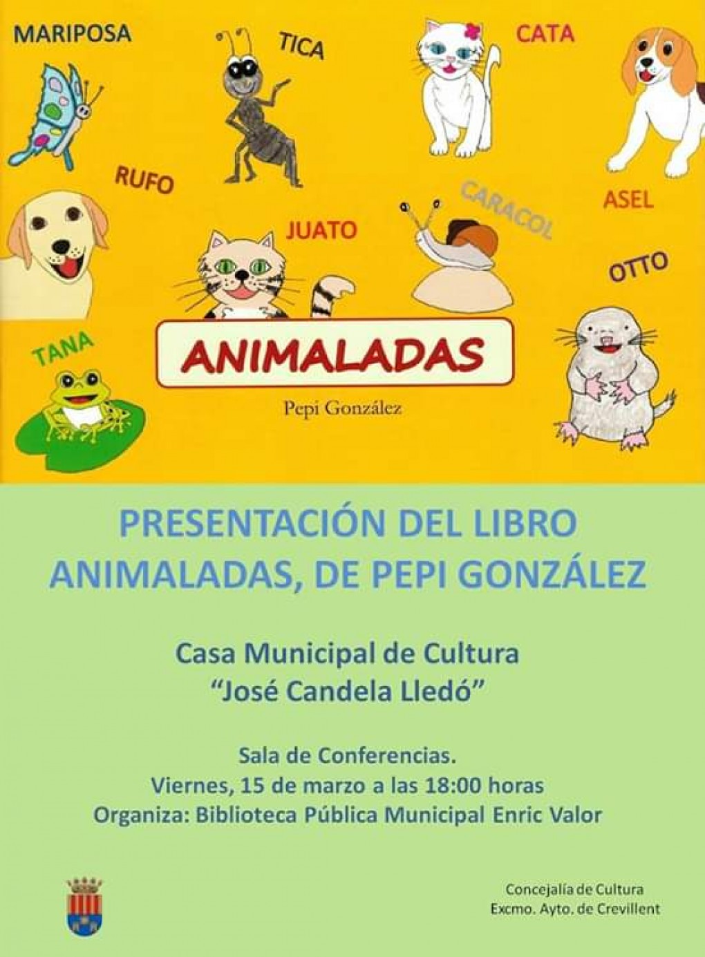 La crevillentina Pepi González presenta mañana el libro “Animaladas” en la Casa Municipal de Cultura