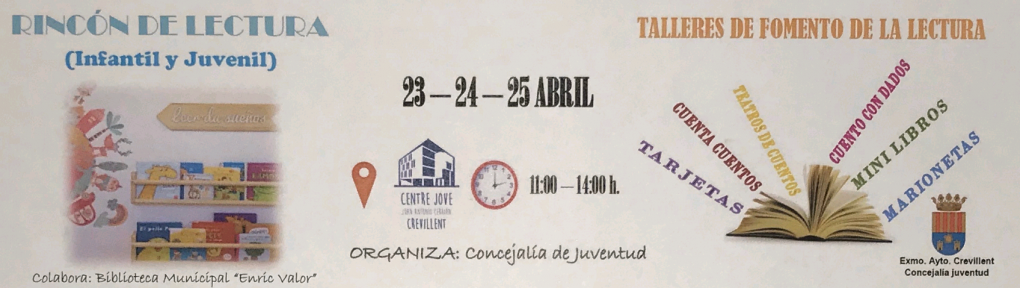 Juventud celebrará el “Día Internacional del Libro” con talleres especiales y “El rincón de lectura” en el Centre Jove