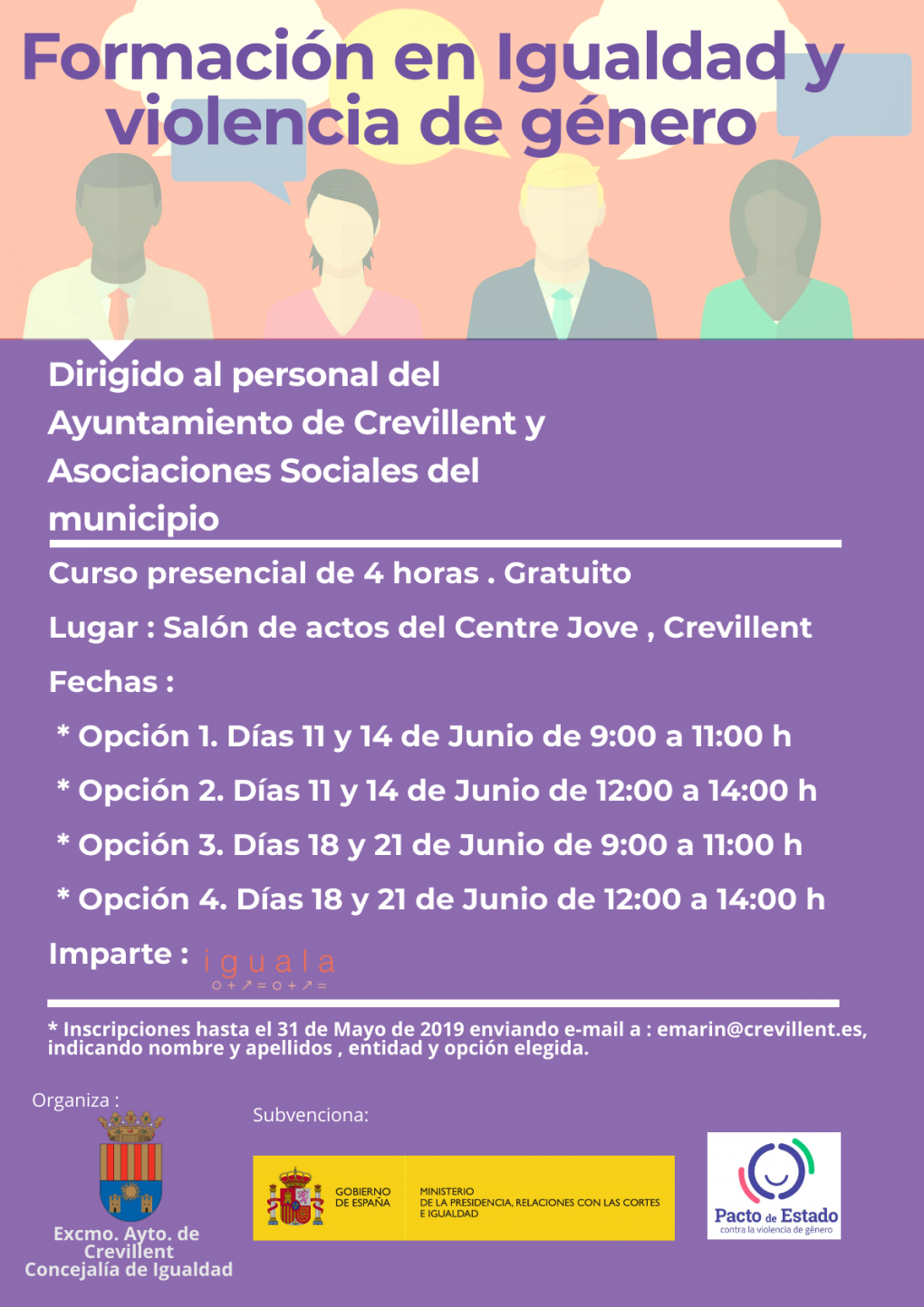 La Concejalía de Igualdad organiza un programa de sensibilización en igualdad y violencia de género