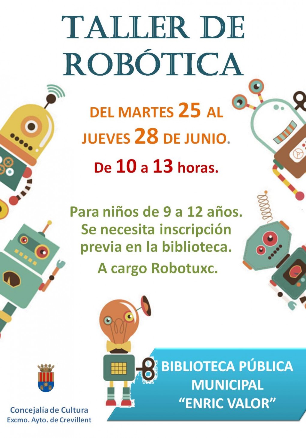 La Concejalía de Cultura organiza un taller de robótica para niños de entre 9 y 12 años