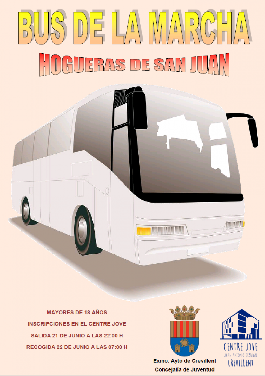 Juventud retoma el Bus de la Marcha para que los jóvenes participen en las Hogueras de San Juan en Alicante
