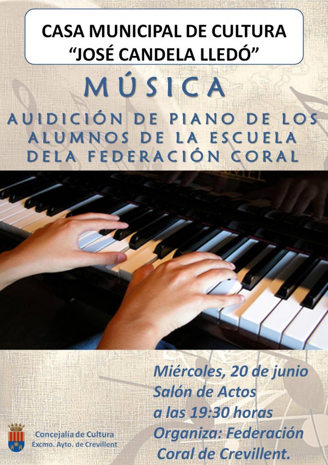 AUDICIÓN DE PIANO DE LOS ALUMNOS DE LA ESCUELA DE LA FEDERACIÓN CORAL.