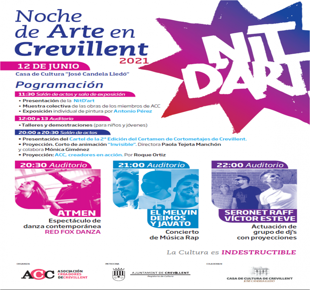 EXPOSICIÓ COL·LECTIVA A CÀRREC DE L'ASSOCIACIÓ DE CREADORS DE CREVILLENT, AMB MOTIU DE LA NIT D'ART.