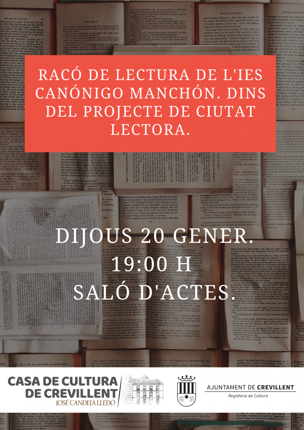 RACÓ DE LECTURA DE L'IES CANONGE MANCHÓN. DINS DEL PROJECTE DE CIUTAT LECTORA.