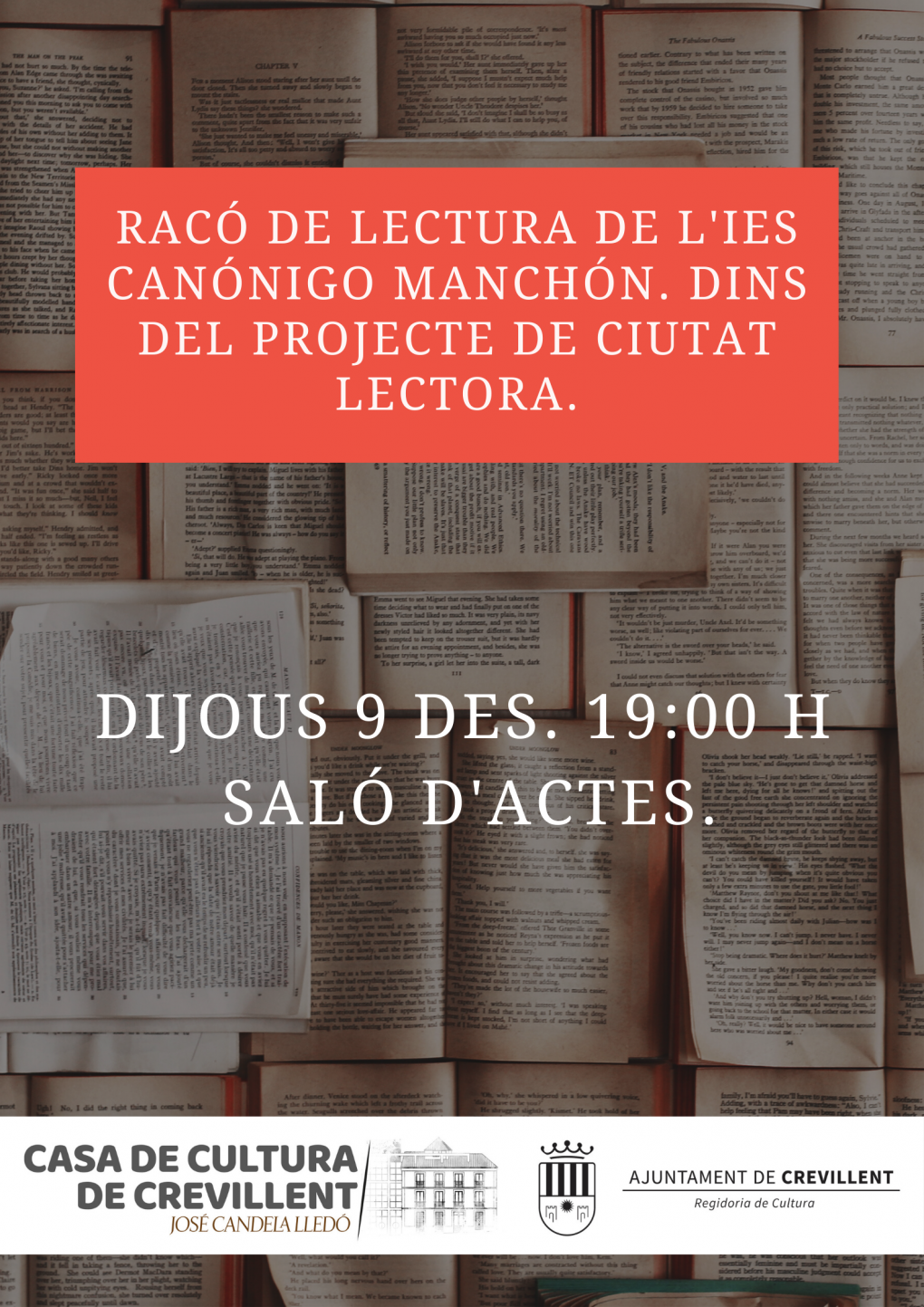 RACÓ DE LECTURA DE L'IES CANÓNIGO MANCHÓN. DINS DEL PROJECTE DE CIUTAT LECTORA.