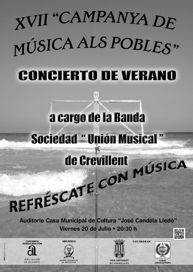 Concierto de verano de la Sociedad Unión Musical de Crevillent en el auditorio de la Casa Municipal de Cultura “José Candela Lledó”
