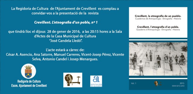 El Ayuntamiento recibe una subvención de la Diputación para la publicación de la revista de “Crevillent, l´etnografia d´un poble” volumen 2