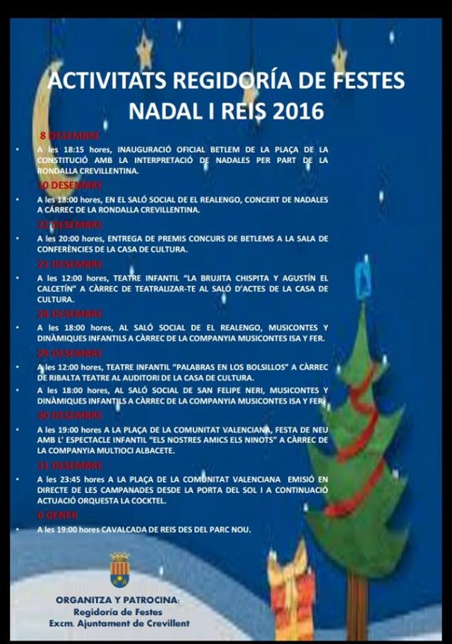 La Concejalía de Fiestas edita un folleto con las actividades programadas para las fiestas de Navidad