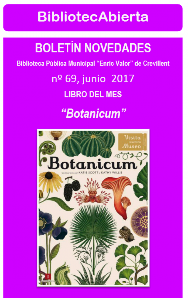 “Botanicum” es el libro del mes de junio de la Biblioteca Pública Municipal “Enric Valor”