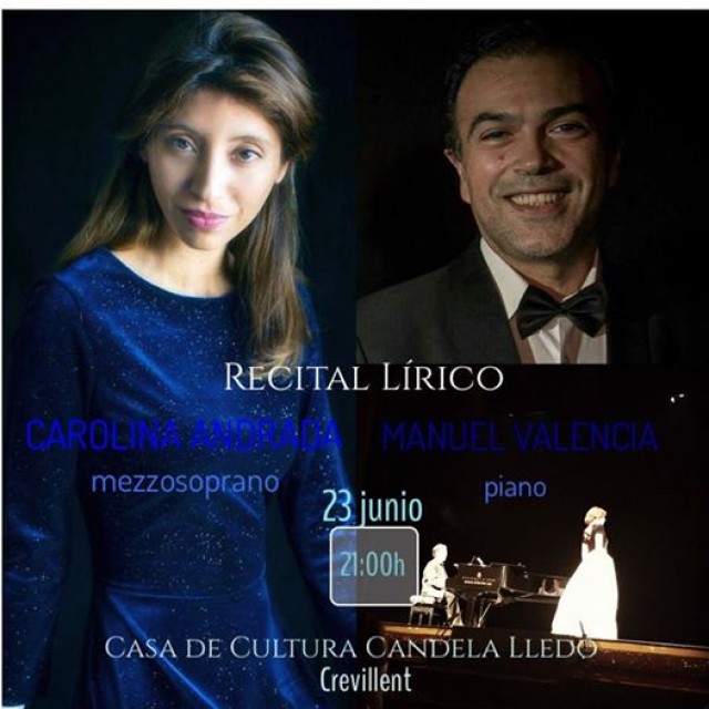 Concierto de ópera y zarzuela,  a cargo de Carolina Andrada acompañada al piano por Manuel Valencia