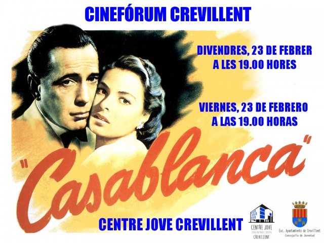El Centre Jove “Juan Antonio Cebrián” continúa sus sesiones de cinefórum con la proyección de “Casablanca”