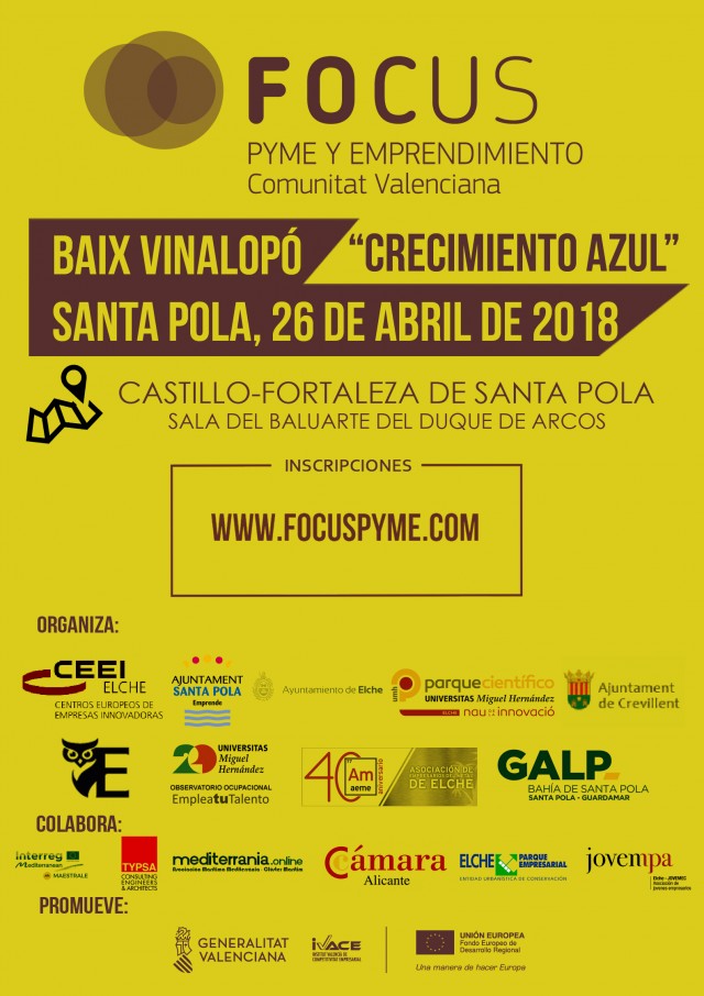 El Ayuntamiento de Crevillent colabora con el evento “Focus Pyme y Emprendimiento Baix Vinalopó” del próximo 26 de abril