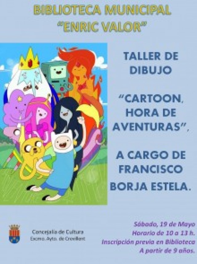 Cartoon. Hora de aventuras” es el nuevo taller de dibujo animado que se impartirá este sábado en la Biblioteca Municipal | Noticias | Ayuntamiento de Crevillent Cartoon. Hora de aventuras” es el nuevo taller de dibujo animado que se impartirá este sábado en la Biblioteca Municipal | Noticias | Ayuntamiento de Crevillent