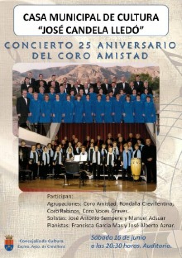 La Concejalía de Cultura y el Ateneo de Cultura patrocinan el “Concierto 25 aniversario del Coro Amistad”