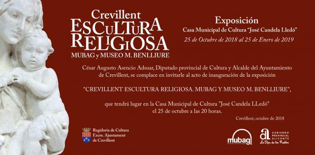 La Casa Municipal de Cultura inaugura mañana la exposición “Crevillent Escultura Religiosa” con motivo del II Congreso Internacional de Escultura Religiosa