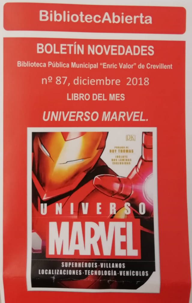 “Universo Marvel” es el libro del mes de diciembre de la Biblioteca “Enric Valor”