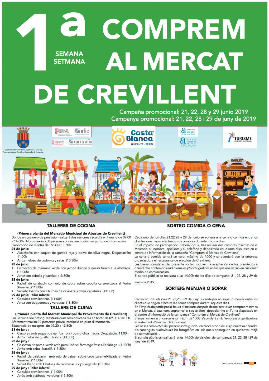 Las Concejalías de Economía Sostenible y Oportunidades y Comercio y Mercado inician la campaña promocional “1ª Semana Comprem al Mercat de Crevillent”
