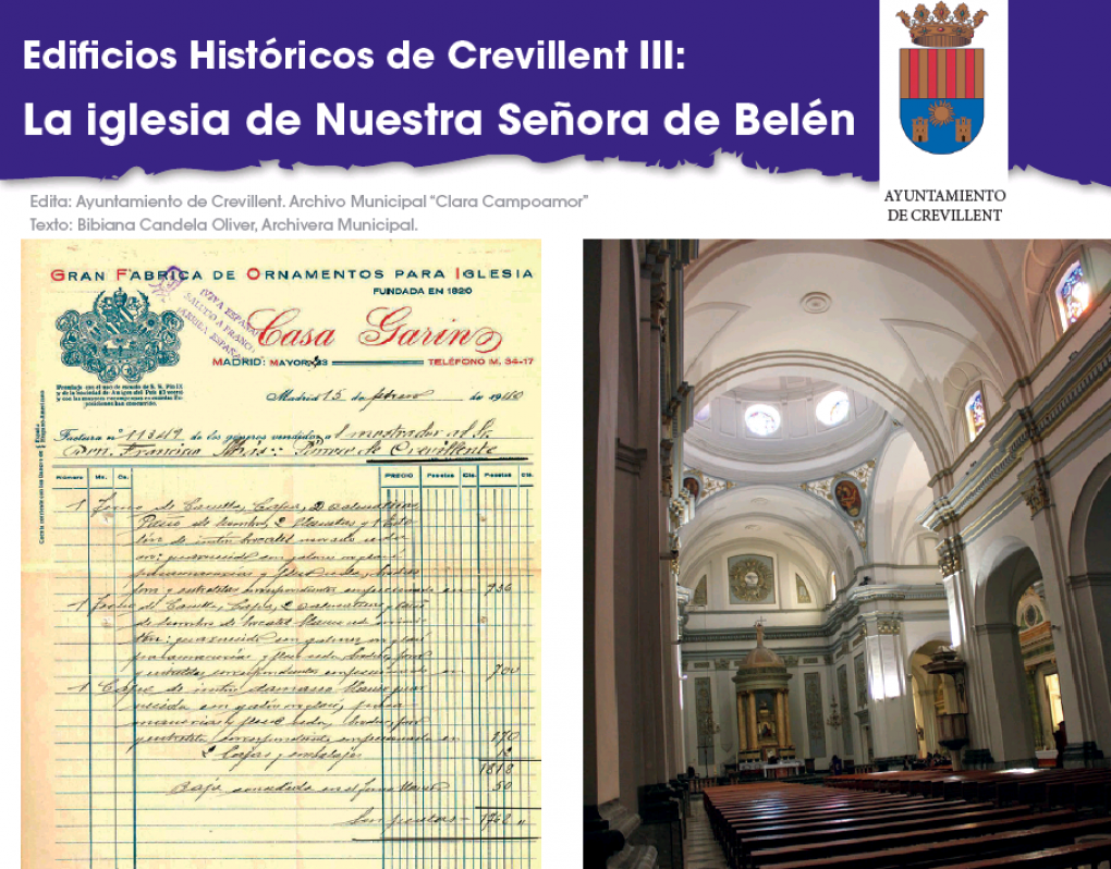 El Archivo Municipal publica el tercer número de la serie “Edificios Históricos de Crevillent”, dedicado a la Iglesia de Nuestra Señora de Belén