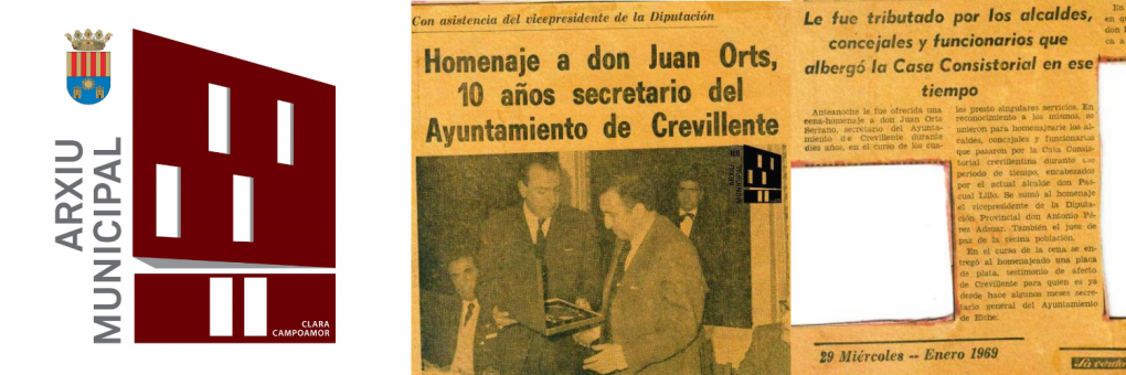 Document del mes: Homenatge a D. Juan Orts Serrano, pels seus 10 anys com a Secretari de l'Ajuntament