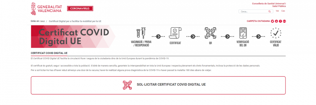 Ja es pot sol·licitar el Certificat Covid Digital per a viatjar per la Unió Europea