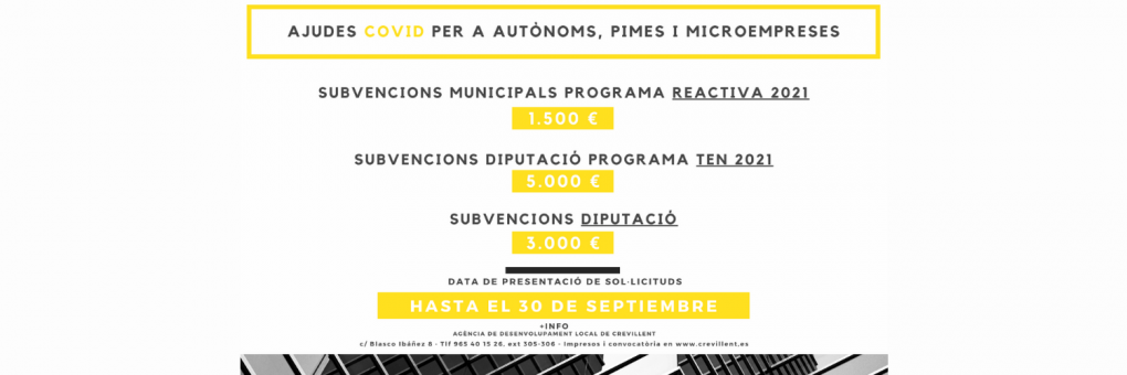 Obert el termini per a sol·licitar les ajudes dels programes TEN 2021 i REACTIVA 2021